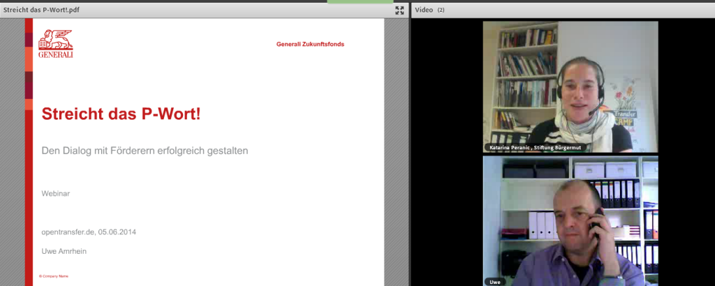 Screenshot vom Webinar "Streicht das P-Wort" mit Uwe Amrhein